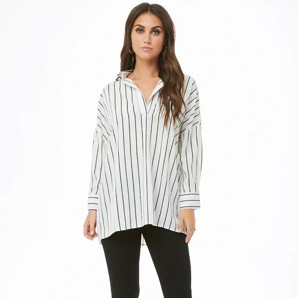 Forever 21 Tops - ✨NWT F21 Pinstriped Oversized Blouse